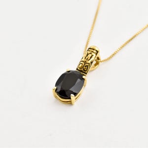 Pingente de ônix dourado, ônix antigo, colar oval preto, pingente delicado preto, pingente delicado preto, colar da força, pingente em banho de ouro imagem 3