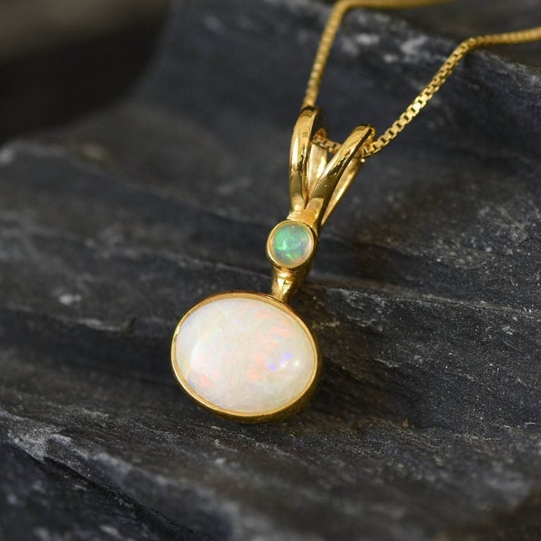 Gold Opal Pendant, Natural Opal Pendant, October Birthstone, Real Opal Pendant, Australian Opal, Vintage Opal Pendant, Gold Pendant, Opal