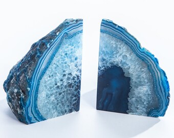 Blue Agate Bookends