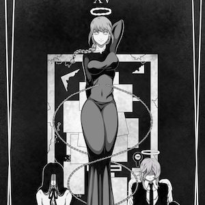 17"hx11"w GOUDEN FOLIE Makima Tarot Card Poster