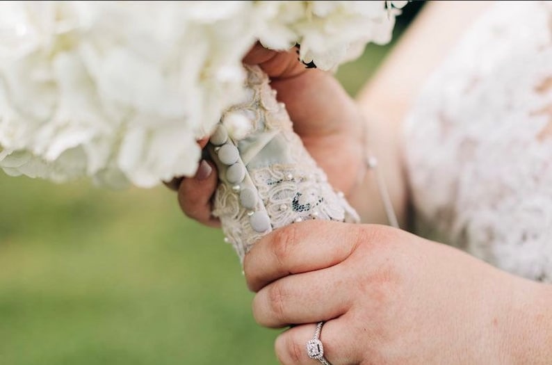 Bouquet Wrap Made From Moms Wedding Gown Repurposed Wedding Etsy