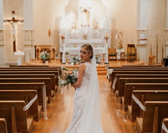 English netting long  simple veil, bridal veil, wedding veil, classic veil, ivory veil ,cathedral veil, shear veil, lace wedding ivory veil.