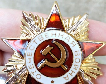 Kocreat Copy Soviet Russia Public Order Protection Medal-WW2 USSR Military Badge CCCP Souvenir Badge Order of The Patriotic War Bravery Honor Medal Replica