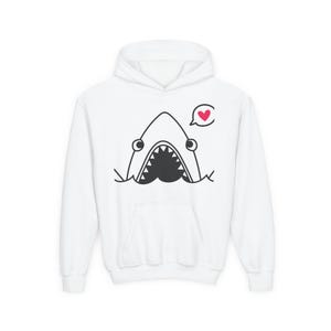 Sudadera con capucha para jóvenes Shark Love, sudadera con capucha con animales lindos, sudadera para niños, regalo para amantes de los tiburones, ropa divertida y acogedora