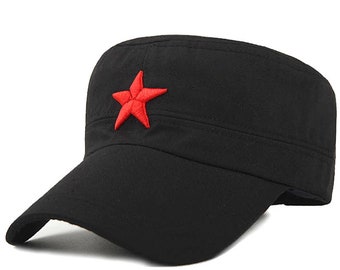 Red Star Cap Vintage Embroidery Cotton Military Cap Man Women Adjustable