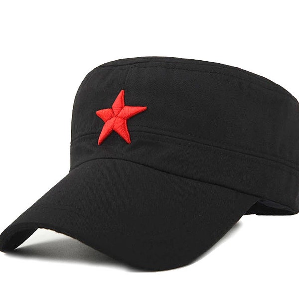 Rot Stern Cap Vintage Stickerei Baumwolle Militär Cap Mann Damen Verstellbar