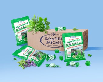 Lukcheta Herbal Hard Candies Bulgaria Sugar Factories Natural Oils Flavour Eucalyptus Grapefruit Herbs 50PCS BOX