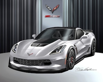 Chevrolet Corvette Art Prints By Danny Whitfield  | 2014-2019 | C7 Chevrolet Corvette ZO6 Comes in 8 different exterior colors