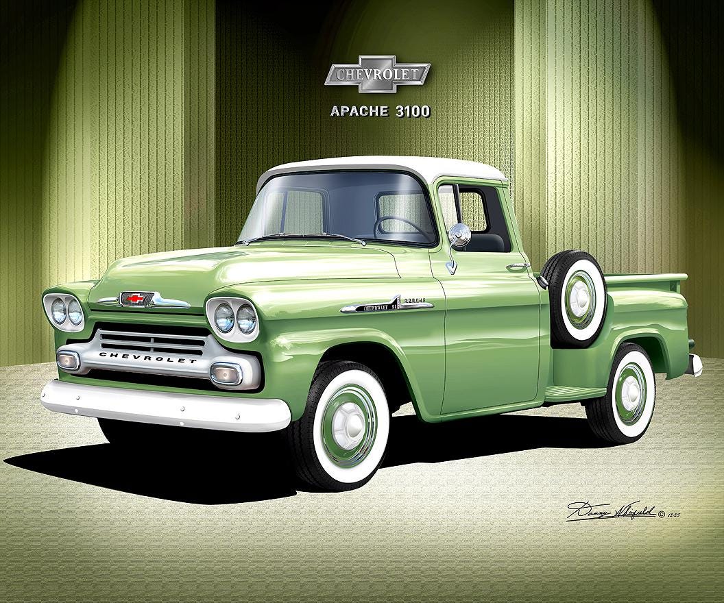 Vintage Apache 3100 Truck Art Print, Classic Car Poster (5-10