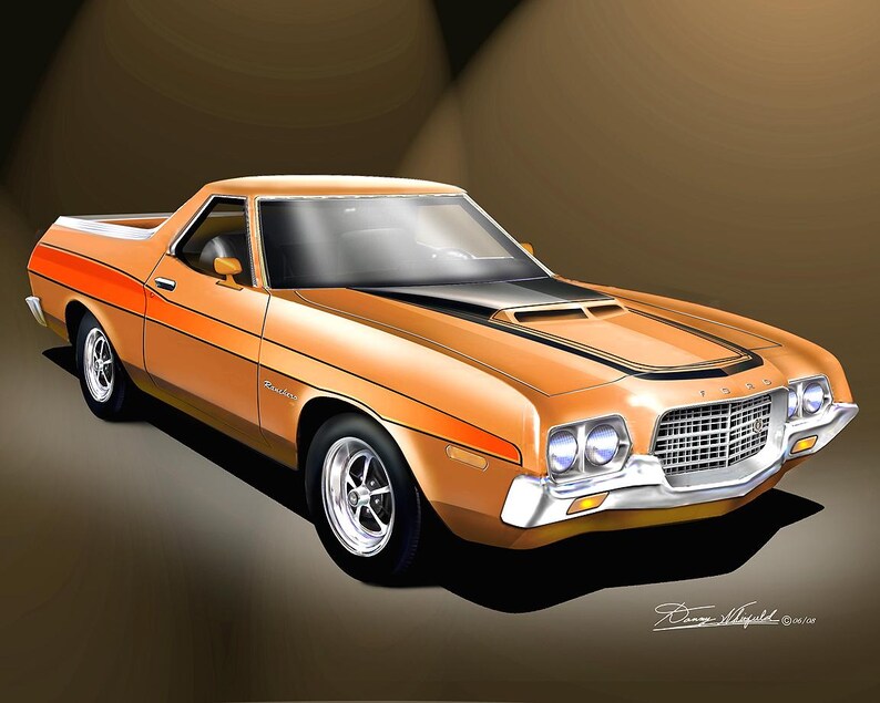 1972 Ford Ranchero Art Print: Vintage Car Poster by Danny Whitfield ...