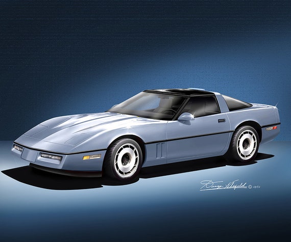 C4 Corvette Art Print: 1984-1990 Vintage Car Poster (5-10 Colors