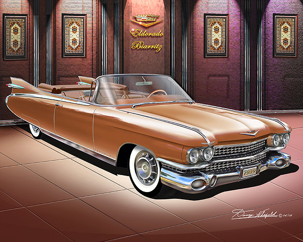 1959 Cadillac Eldorado Art Print: Vintage Car Poster (5-10 Colors