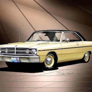 1968 Muscle Car  Art Prints By Danny Whitfield  | Comes in 10 different exterior colors | car poster wall art vintage prints
