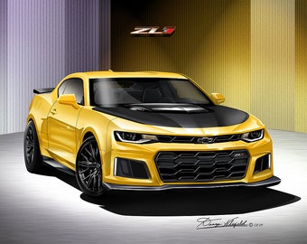 2018 Camaro ZL1 Art Print: Car Enthusiast Wall Decor