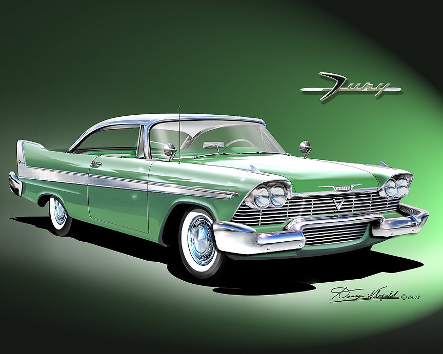 1958 Plymouth Fury Art Print: Vintage Car Poster by Danny