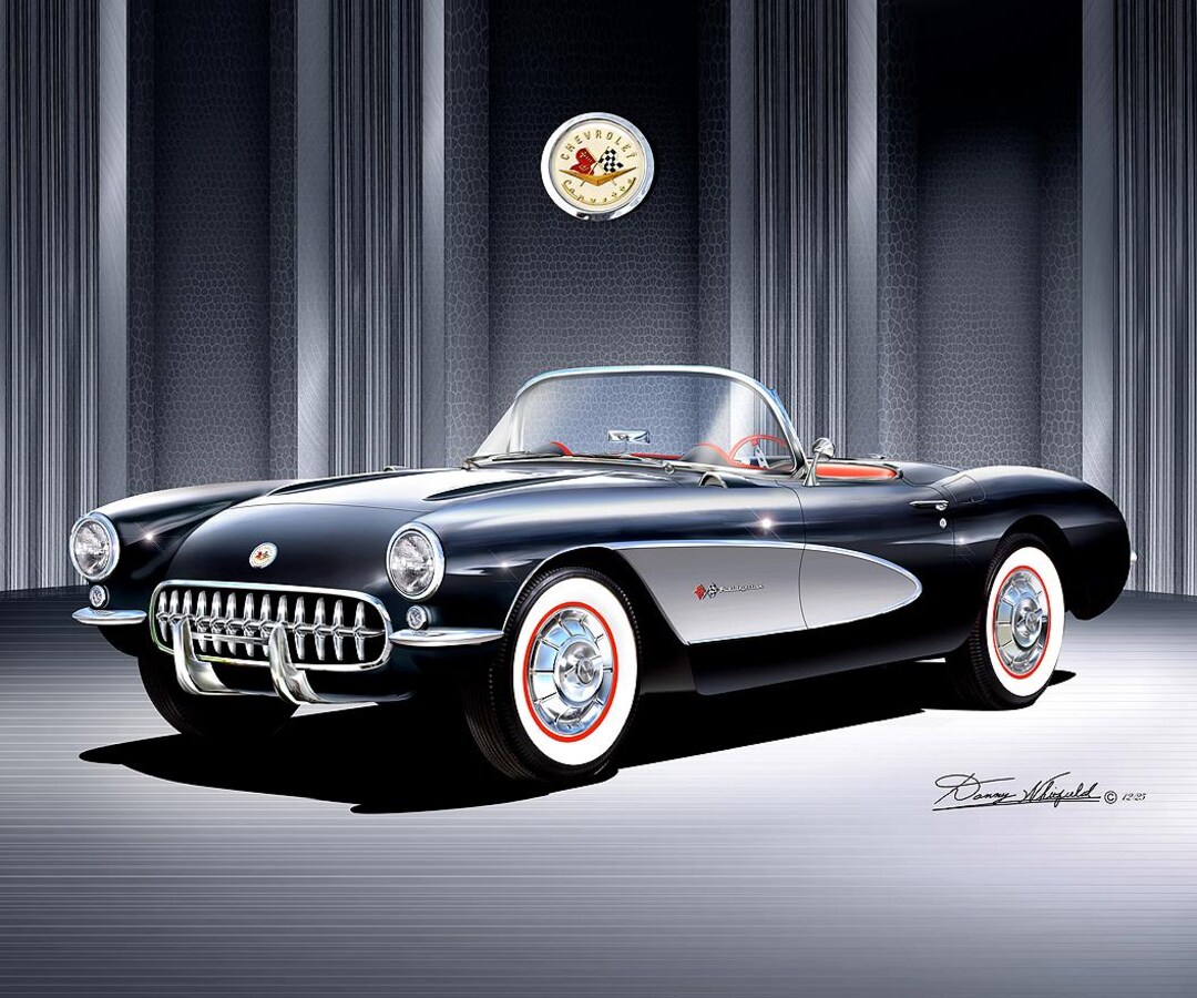 1956-1957 Corvette Art Print: Vintage Car Poster Comes in 5 to 10