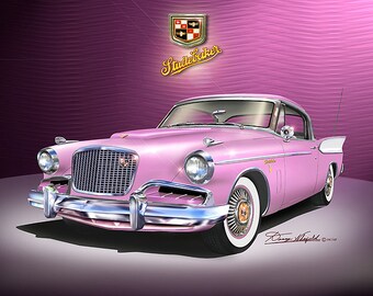 1957 Studebaker Golden Hawk Art Print: Car Enthusiast Wall Decor