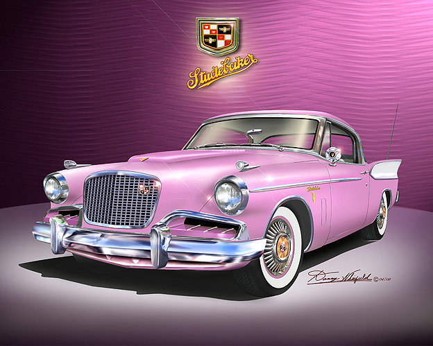 1957 Studebaker Golden Hawk Art Print: Car Enthusiast Wall Decor