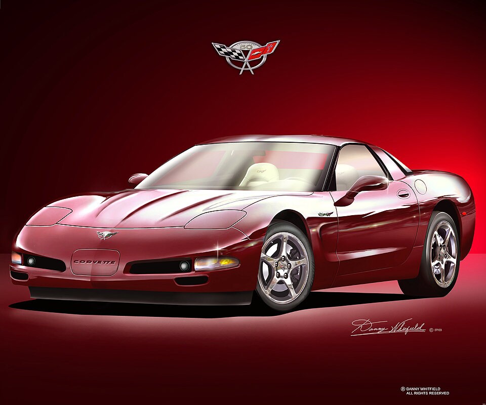 2003 Corvette C5 50th Anniversary Art Print: Coupe & Convertible