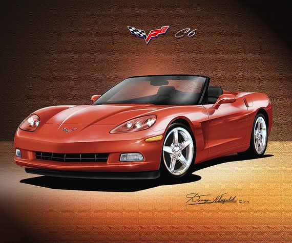 C6 Corvette Art Print: 2005-2012 Car Poster by Danny Whitfield