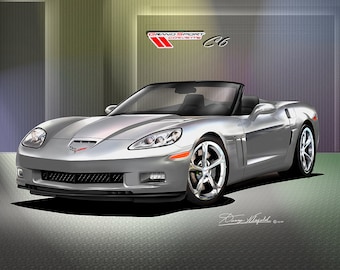 C6 Chevrolet Corvette Grandsport Art Prints By Danny Whitfield  | 2011-2012 | Convertible Comes in 6 different exterior colors