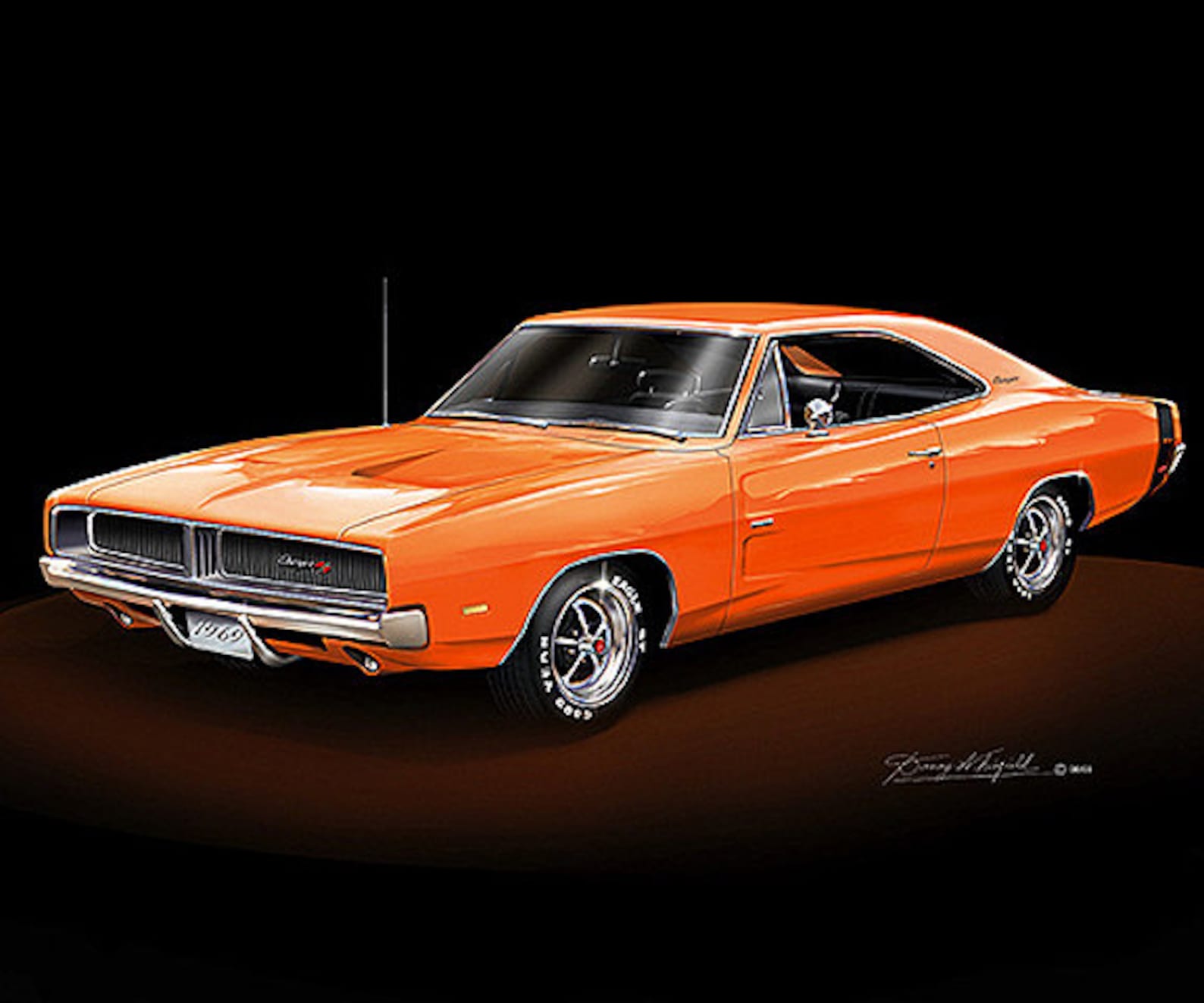 1969 Dodge Charger art prints comes in 10 different exterior Etsy