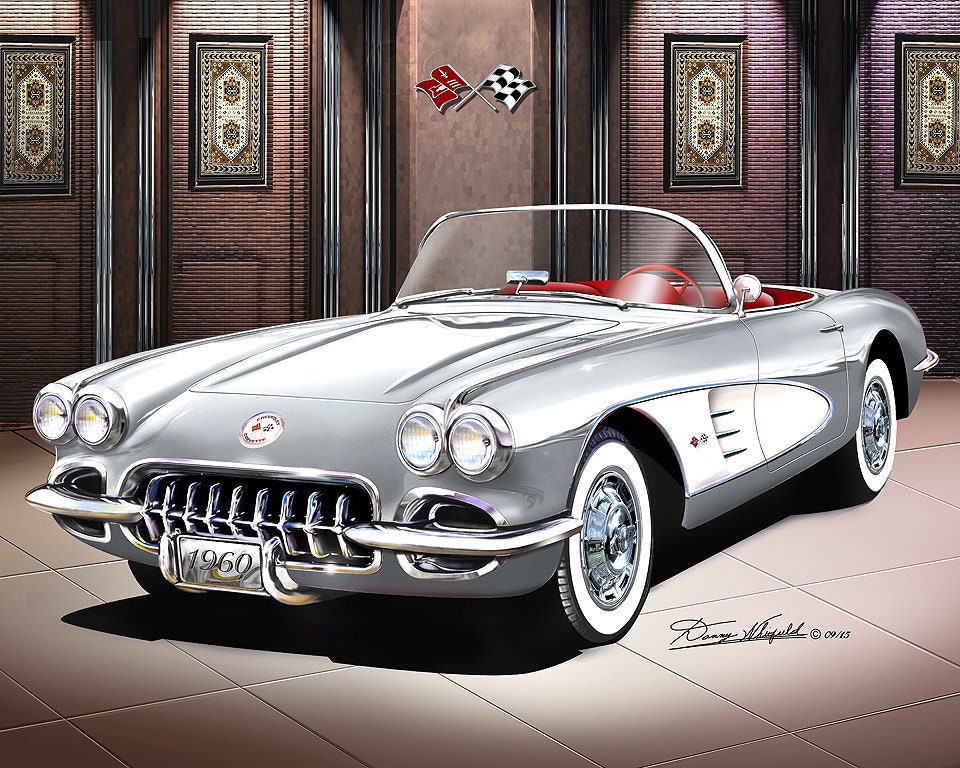 1960 Corvette C1 Convertible Art Print: Car Enthusiast Wall Decor