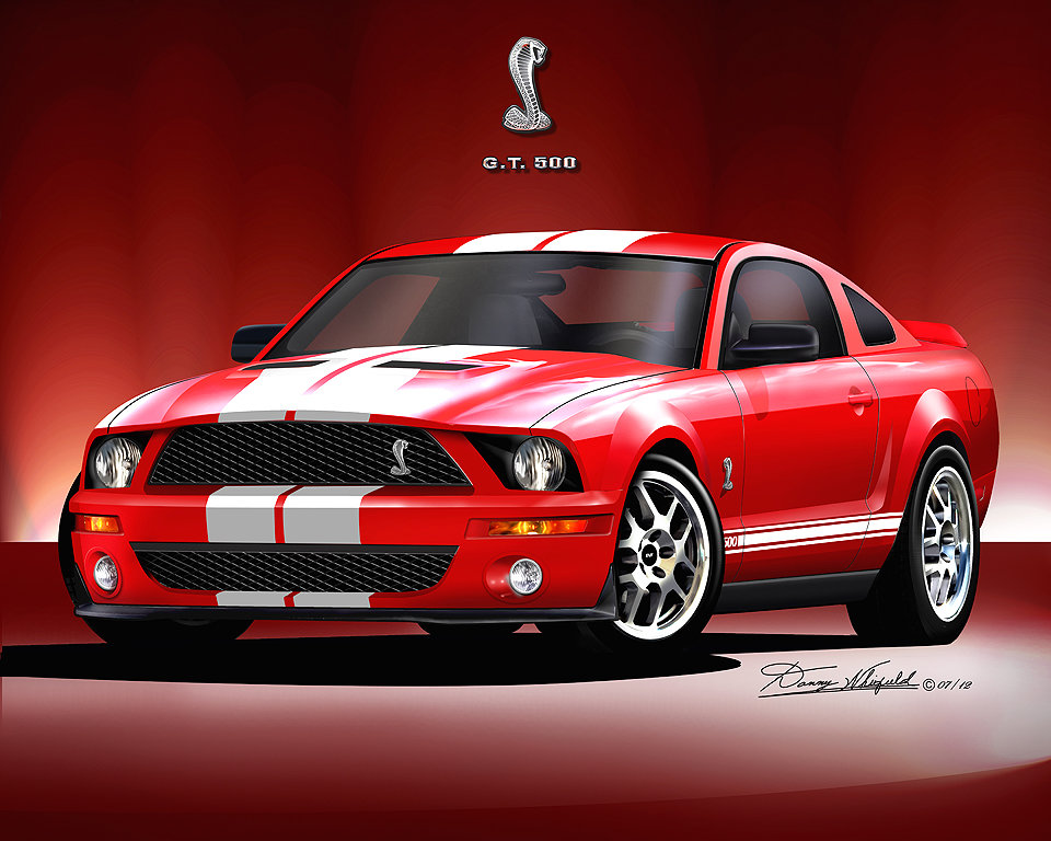 2008 Mustang Shelby GT500 Art Print: Vintage Car Poster