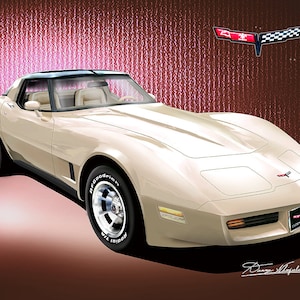 1981 Corvette C3 Fine Art Prints By Danny Whitfield  | Comes in 9 different exterior colors | car poster wall art vintage prints