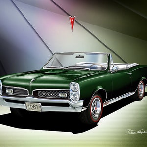 1967 Pontiac GTO Convertible Art Print: Car Enthusiast Wall Decor