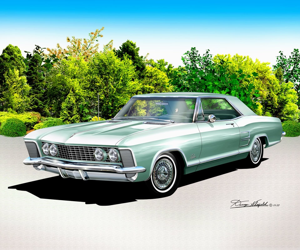 1963-64 Buick Riviera Art Print: Automotive Wall Decor by Danny