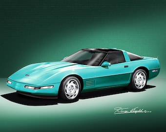 Chevrolet Corvette Art Prints By Danny Whitfield  | 1990-1996 | C4 Chevrolet Corvette Comes in 5 different exterior colors