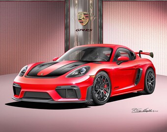 Porsche 718 Cayman GT4 RS Art Print: Automotive Wall Decor (5-10