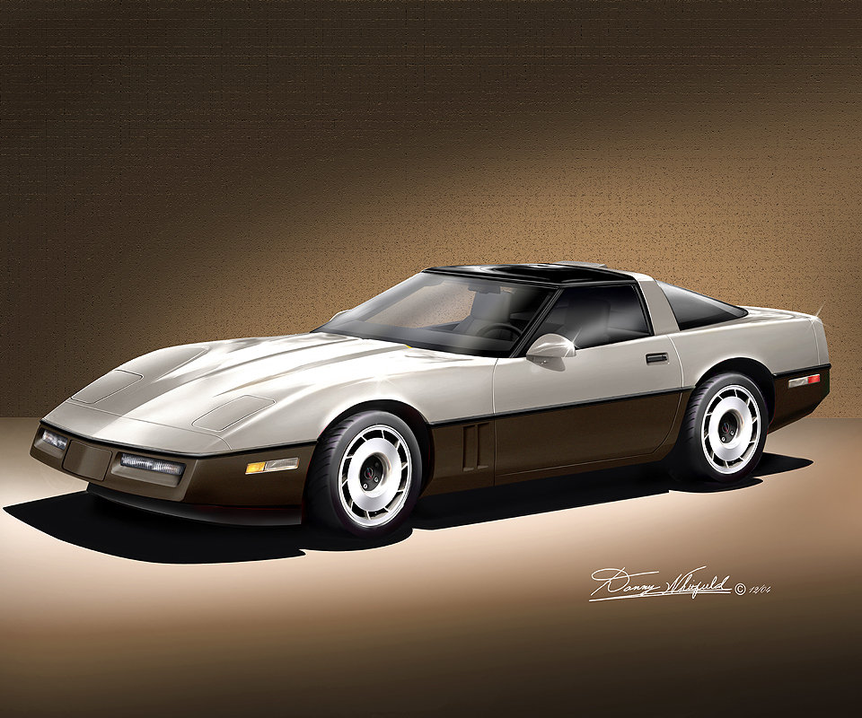 C4 Corvette Art Print: 1984-1990 Vintage Car Poster (5-10 Colors