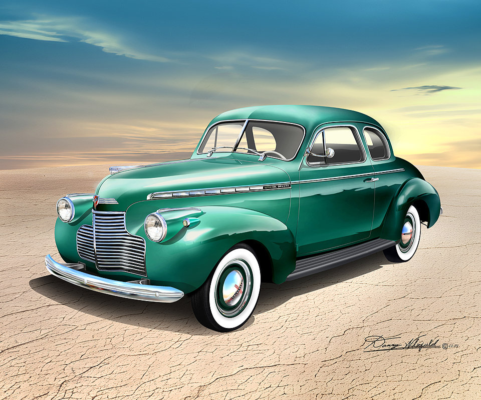 1940 Chevrolet Special Deluxe Coupe Art Print: Vintage Car Poster