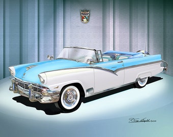1956 Ford Fairlane Sunliner Convertible | Art Prints By Danny Whitfield | Comes in 9 Different Models