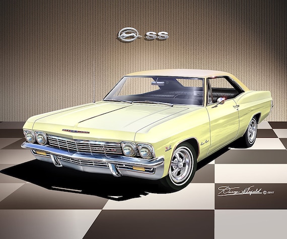 1965 Impala SS Art Print: With Cragar Wheels, Vintage Car Poster