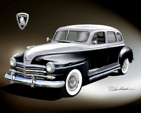 1947 Plymouth & 1940 Chevy Hot Rod Art Print | Automotive Wall Art