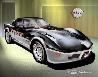 Chevrolet Corvette Art Prints By Danny Whitfield  | 1978 | C3 Corvette Indy 500 Pace car Comes in 2 different styles