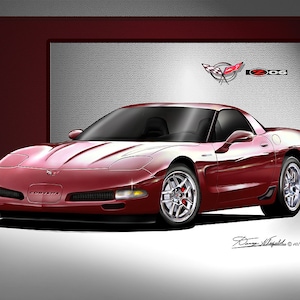 2002-2004  C5 Corvette ZO6 Art Prints By Danny Whitfield  | Comes in 6 different exterior colors- car poster wall art vintage prints