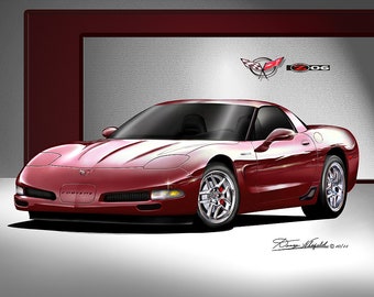 2002-2004 Chevrolet C5 Corvette ZO6 Art Prints By Danny Whitfield  | Comes in 6 different exterior colors
