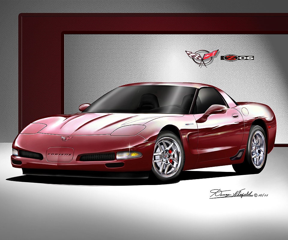 C5 Corvette ZO6 Art Print: 2002-2004 Car Poster, Danny Whitfield