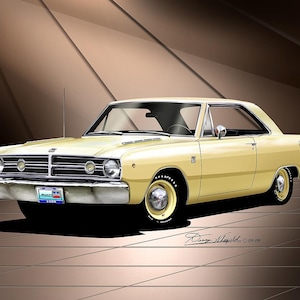 1968 Muscle Car Art Prints By Danny Whitfield  | Comes in 10 different exterior colors | car poster wall art vintage prints