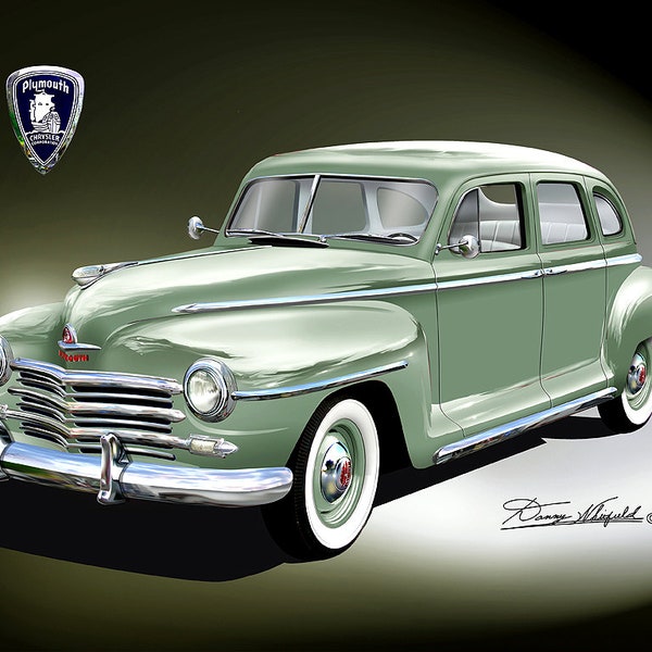 1947 Plymouth Art Prints By Danny Whitfield | Comes in 8 different exterior colors| Car Enthusiast Wall Art