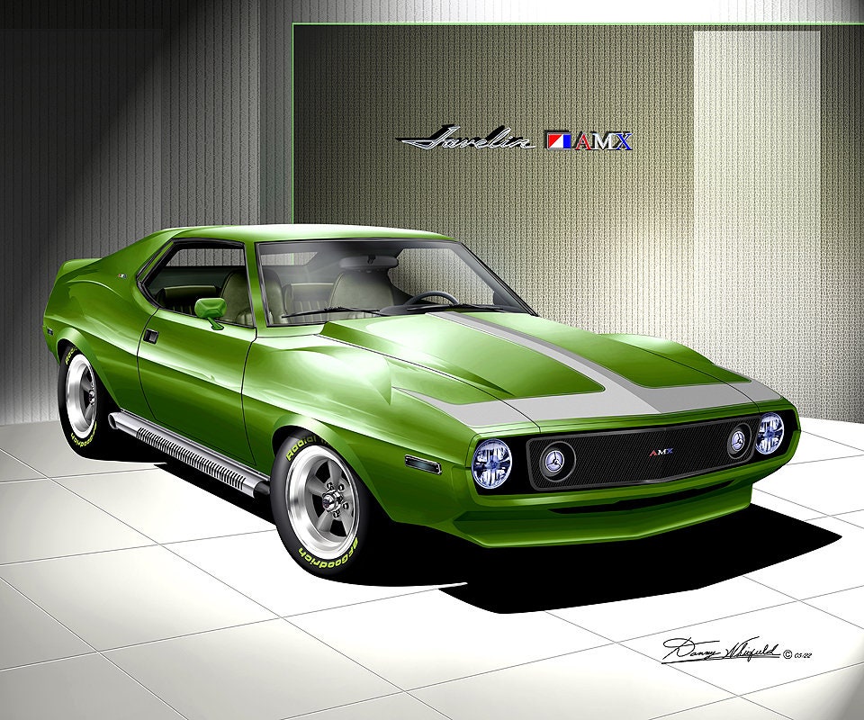 1971 Custom AMC Javelin AMX Art Print: Car Enthusiast Poster by