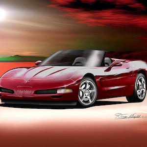 2004 C5 Corvette Convertible Art Print: Automotive Wall Art