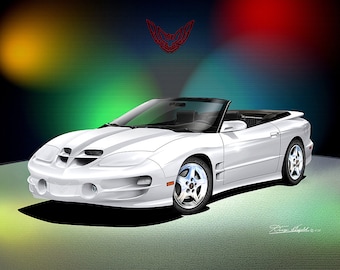 1998-2002 Pontiac Firebird Trans Am Art Print:  Car Poster By Danny Whitfield Comes in 5 to 10 exterior colors