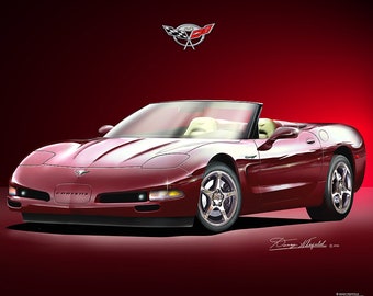 2003 Chevrolet Corvette C5 50th Anniversary Art Prints By Danny Whitfield  | Coupe and Convertible | Car Enthusiast Wall Art