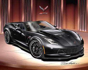 Chevrolet Corvette Art Prints By Danny Whitfield  | 2014-2019 | C7 Chevrolet Corvette Z06 Art Prints  comes in 10 different exterior colors