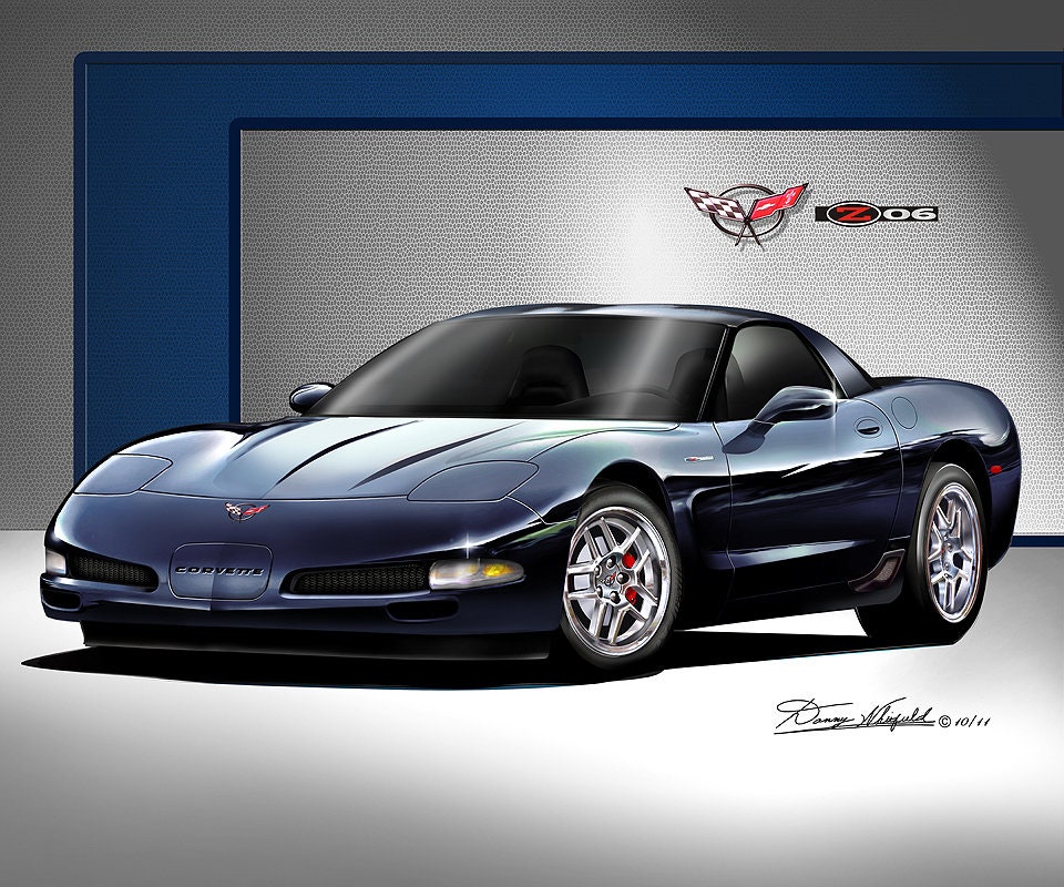 C5 Corvette ZO6 Art Print: 2002-2004 Car Poster, Danny Whitfield